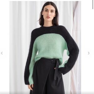 & Other Stories mint & black mohair sweater